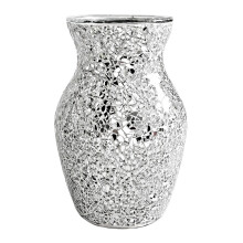 Vase en verre artisanal à l'effet craquelé, vase mosaïque doré pour la décoration intérieure, vase à fleurs décoratif, objet d'art