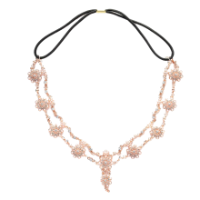 Fascia per capelli bohémien con design a corda regolabile, fiori unici e cristalli scintillanti, adatta per costumi e servizi fotografici, ideale