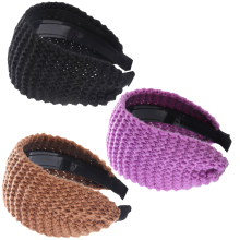 Vintage tulband haaraccessoires voor dames, antislip brede hoofdbanden met tanden voor meisjes en vrouwen, effen kleur, elastisch plastic en acrylwol.