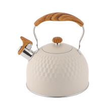 Stainless Steel Whistling Kettle 2.5L Induction Compatible Wood Grain Handle Stove  Teapot For Gas Or Electric Hobs