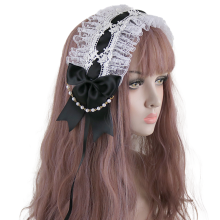 Elegant Lolita-inspireret hårtilbehør, Gothic Lolita COS-pige med slotsalve og kaskader i blonde, perfekt til at forbedre dit outfit til en særlig