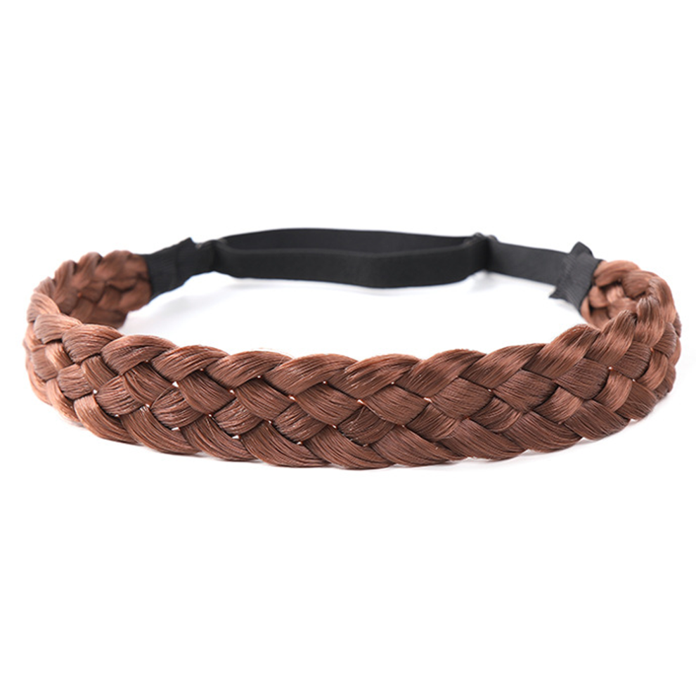 Elegant Synthetic Braided Hair Extensions, Japanese Synthetic Fiber For Bohemian Style, Braid Headband With Hand-blended Colors, Multi-Color, Stretch