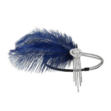 Glamour vintage, tocado de plumas estilo años 20, elegantes adornos para el cabello con exquisita artesanía para fiestas de graduación, borla de