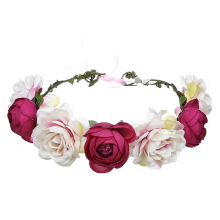 Boho bryllupstilbehør, silkeblomsterkrans med realistisk tekstur og justerbart bånd til alsidig festbrug, inklusive bryllupper og strandferier.