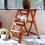 Folding Wooden Step Stool Chair with Extra Steps for Home Library, Office, Kitchen Use (Yellow) 5