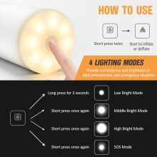Mini wiederaufladbare Luftpumpe 1300mAh mit Licht, 47x88mm, Schwarz/Weiß