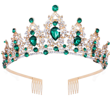 Princess Crown With Combs For Added Charm, Anti-Rust Nickel Free Alloy, Sparkly Sash, Anti-Allergic Unique Queen Tiara Design, Smooth Shining Surface