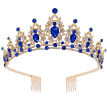 Allergiaa ehkäisevä ainutlaatuinen kuningatar tiara -malli, kimaltava vyö juhliin, häihin, vanhoille, ruosteenesto, nikkelitön seos, sivukampa