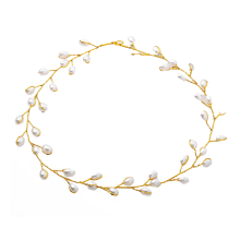 Acconciature da sposa personalizzate, accessori per capelli dorati con decorazioni di perle, cerchietto regolabile per damigella d'onore per