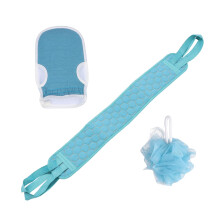 Body Scrub Exfoliator Towel Kit 3Piece Flower Ball Bath Thickening BackPulling Strip Set For Shower