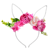 Bunny Ears Headband, Floral Hair Accessories For Easter Party Costume, Comfortable Wear With Good Quality Fabric, Adjustable Design For Women And Girl