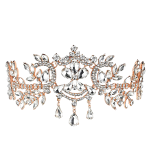 Tiara de prințesă orbitoare, coroană decorată cu strasuri pentru nuntă, bal de absolvire, cu lanț reglabil convenabil, cadou pentru ea