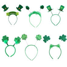 Tocado para el Día de Irlanda con diseño de trébol, accesorio para disfraz de cosplay festivo para mujeres y niñas, diadema de carnaval con