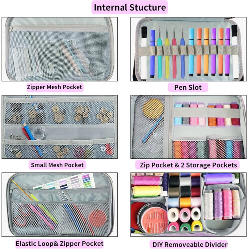 Large Capacity DoubleLayer Sewing Storage Box Organizer with Accessories Basket, Purple 2