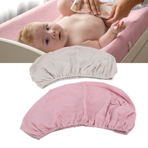 Durable Elastic Changing Pad Cover Set - Pink Apricot 2 Pieces