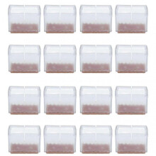 16pcs Square Silicone Chair Leg Protectors Elastic Good Mute Effect Furniture Leg Cover for Hardwood Floors