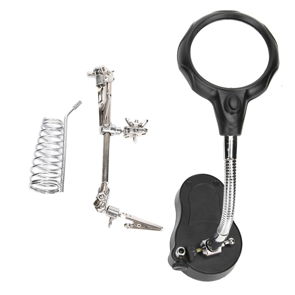 Third Hand Soldering Stand With Magnifier, Adjustable Arm Soldering Aid For Electronics And Hobbies, Ball Joints And Spring Clamps For Secure Hold, 9049227718702