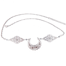 Boho Hair Accessories for Women and Girls, Crystal Headpieces Jewelry for Beach Parties, Festivals, and Daily Wear (Crescent Moon)