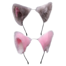 Fascia per capelli da cosplay con pelliccia lunga, simpatiche orecchie da gatto per costume da festa, fascia per capelli con orecchie di volpe in