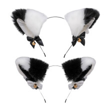 Cosplay Neko hårtilbehør med bøybar matchende hale, mykt plysjdesign i pålitelige materialer, elastisk, slitesterk pannebånd med reveører til