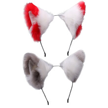 Copricapo per cosplay di animali, fascia con orecchie di volpe, lupo e gatto in peluche soffice con posizione regolabile per accessori per costumi di