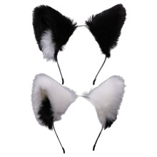 Cerchietto con orecchie da gatto carine e pelliccia lunga, cerchietto con orecchie da volpe per cosplay con campanellini per costume da festa,