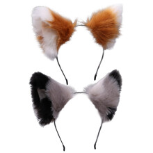 Cerchietto con orecchie da gatto carine e pelliccia lunga, cerchietto con orecchie da volpe per cosplay con campanellini per costume da festa,