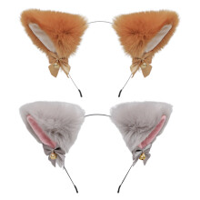 Adorabili orecchie da gatto in peluche a tema Jingle Bells, realizzate in morbido materiale realistico, perfette per giochi di ruolo festivi e