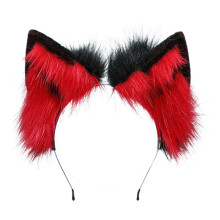 Handgjord huvudbonad med ultramjuk fuskpäls, justerbara öron katträv djuröron pannband för kvinnor, söt djuröron design för cosplay fest
