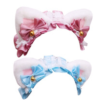 Søt Lolita-båndpannebånd, fluffy katteører-hodeplagg for jenter og kvinner, stilig design i sterke farger, cosplay-tilbehør, enkel å