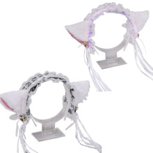Harige polsbandjes met kanten ketting, kostuumfeestset voor cosplay-accessoires, verstelbaar frame met metalen belletje en zachte pluche stof, elegant