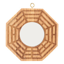 Feng Shui spiegel voor thuis en op kantoor, Bagua spiegel met concave vorm, houten energieharmonisator voor een positieve Chi-stroom, het aantrekken