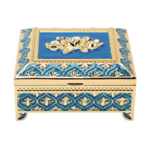 Rustbestandig minneboks fløyelsfor vintage smykkeskrin metalllegeringsmateriale elegant pyntegjenstandsorganisator intrikate blomstergraveringer