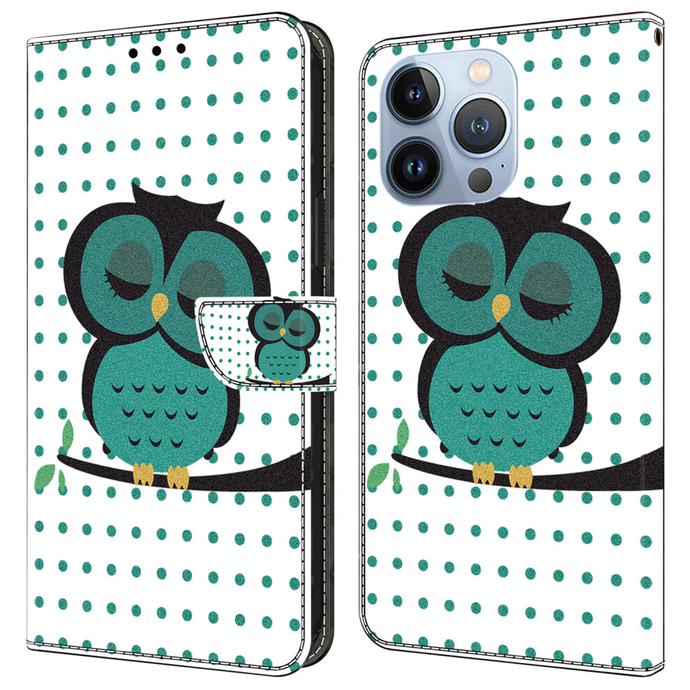 (Sleeping Owl) For Iphone 16 Pro Wallet Case Magnetic Clasp 3D Pattern Leather Phone Cover - Colorful Flower 6914288127486