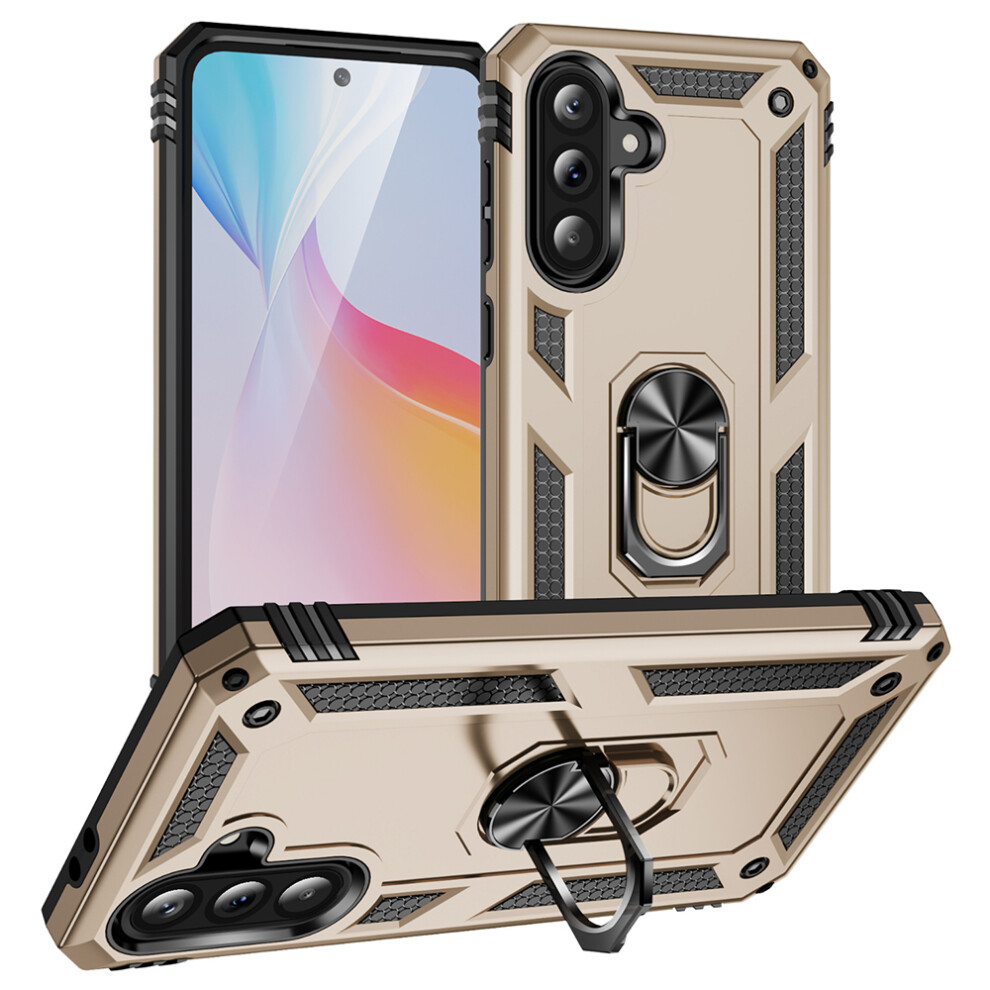 (Gold) For Samsung Galaxy A56 5G Case Pc + Tpu Phone Cover With Kickstand - Black Black,Gold 6914285769771