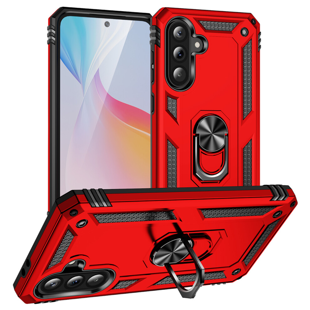 (Red) For Samsung Galaxy A56 5G Case PC + TPU Phone Cover with Kickstand - Black