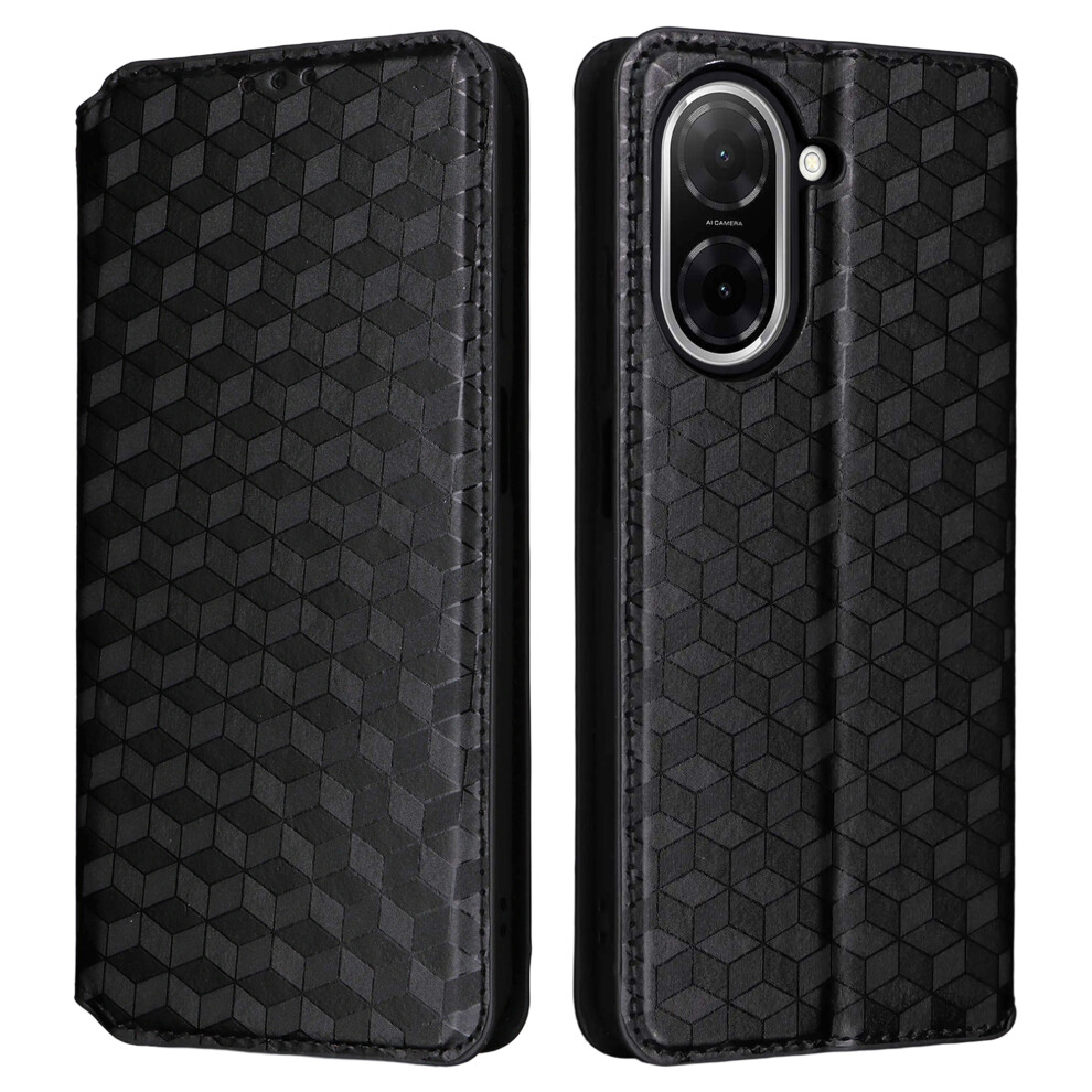 (Black) For Xiaomi Redmi A5 Nfc (Eu) (173.45Mm) Case Wallet Rhombus Imprinted Leather Phone Cover - Black 6914281409244