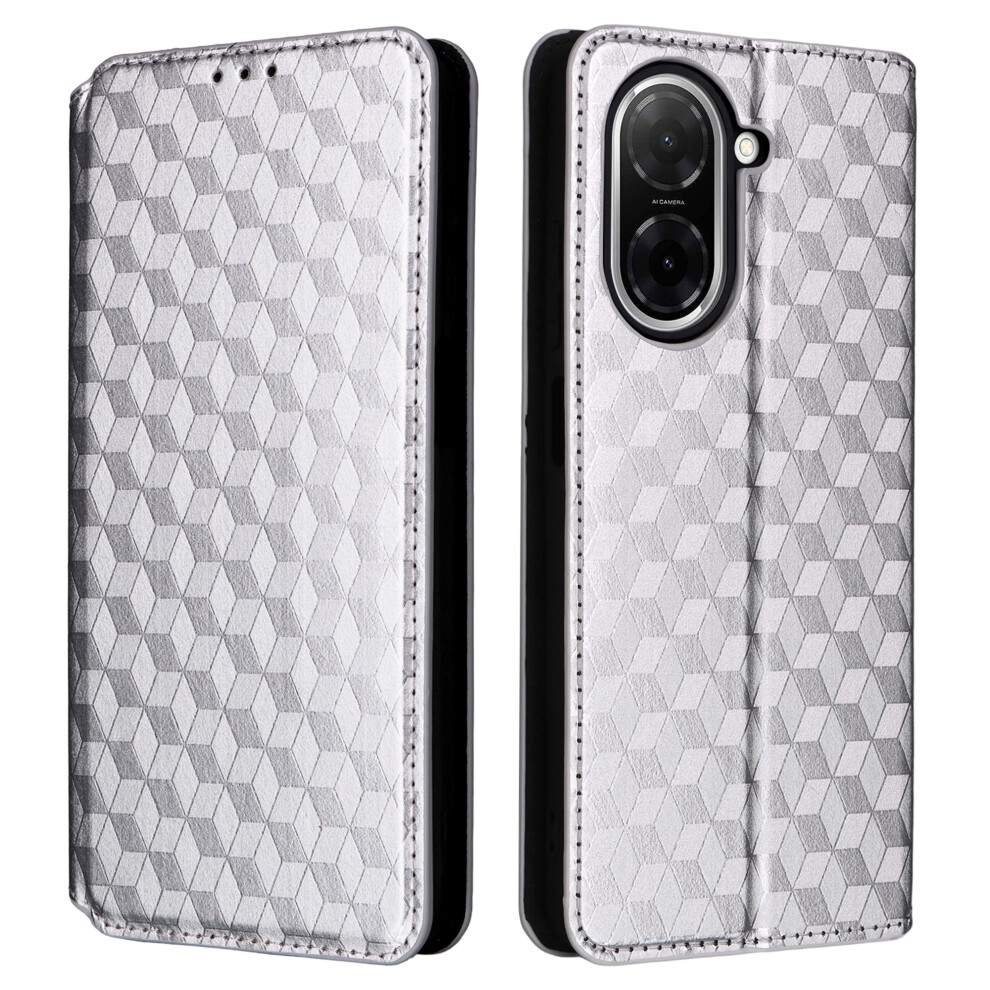 (Silver) For Xiaomi Redmi A5 Nfc (Eu) (173.45Mm) Case Wallet Rhombus Imprinted Leather Phone Cover - Black Black,Silver 6914287894037