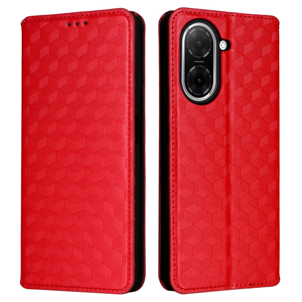 (Red) For Xiaomi Redmi A5 Nfc (Eu) (173.45Mm) Case Wallet Rhombus Imprinted Leather Phone Cover - Black Black,Red 6914280287898