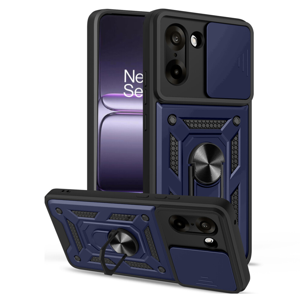 (Blue) For Oneplus Nord Ce5 5G / Ace 5 Racing 5G Case With Slide Camera Lid Pc + Tpu Kickstand Phone Cover - Black Blue,Black 6914288891653