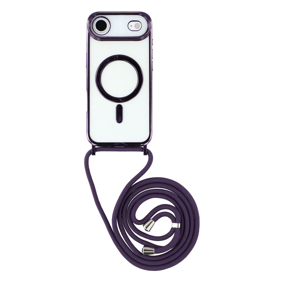 (Purple) For Iphone Air Case Compatible With Magsafe Electroplating Edge Tpu Phone Cover With Shoulder Strap - Blue Blue,Purple 6914289907360