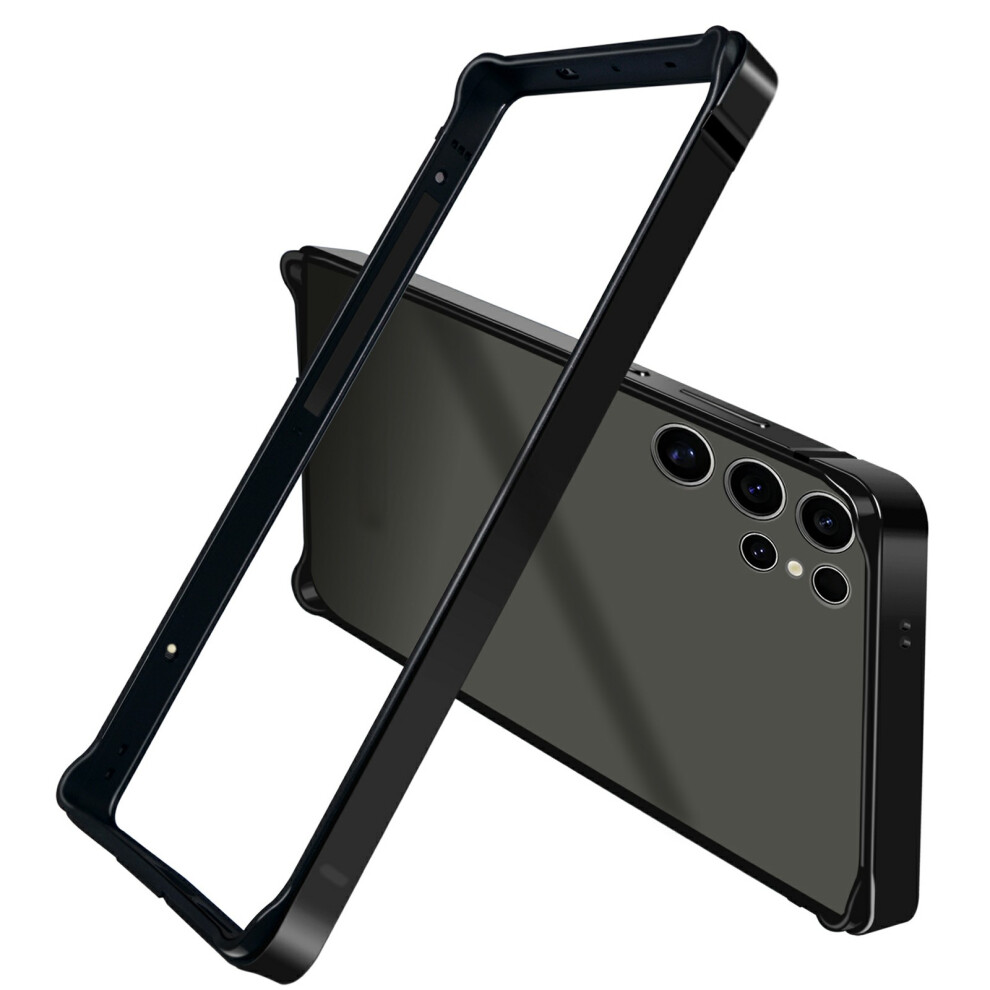 (Black) For Samsung Galaxy S25 Ultra Bumper Case Tpu + Metal Frame Heat Dissipation Cover - Black 6914284724757