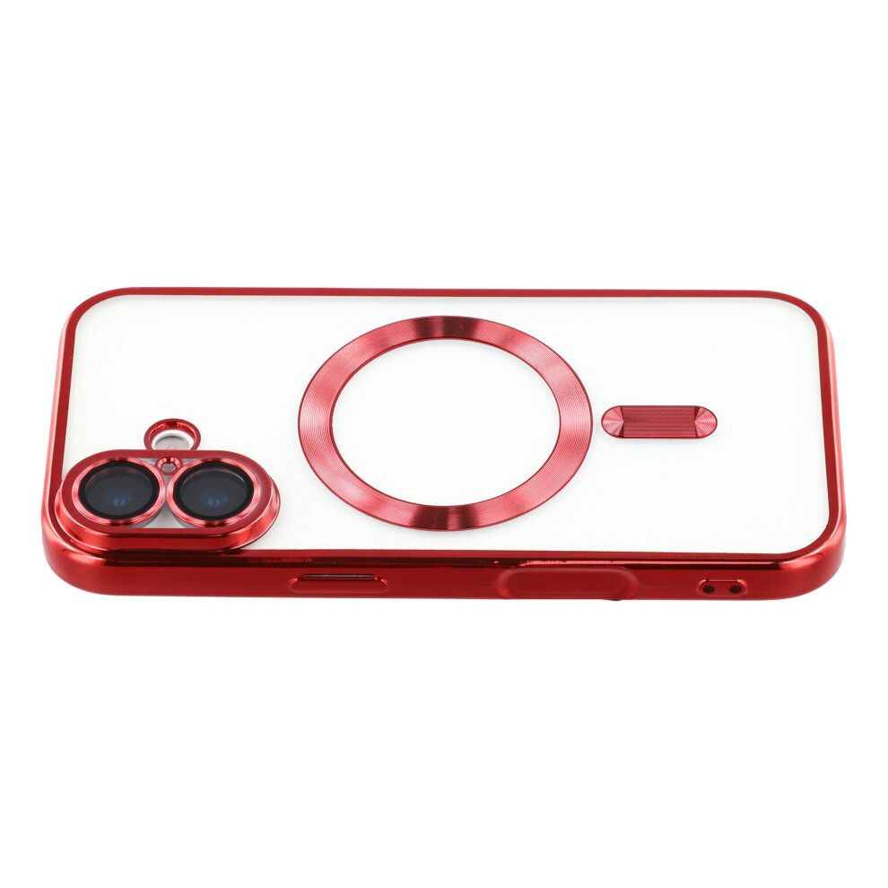(Red) For Iphone 17 Case Compatible With Magsafe Electroplated Tpu Phone Cover With Lens Film - Grey Red,Grey 6914282741473