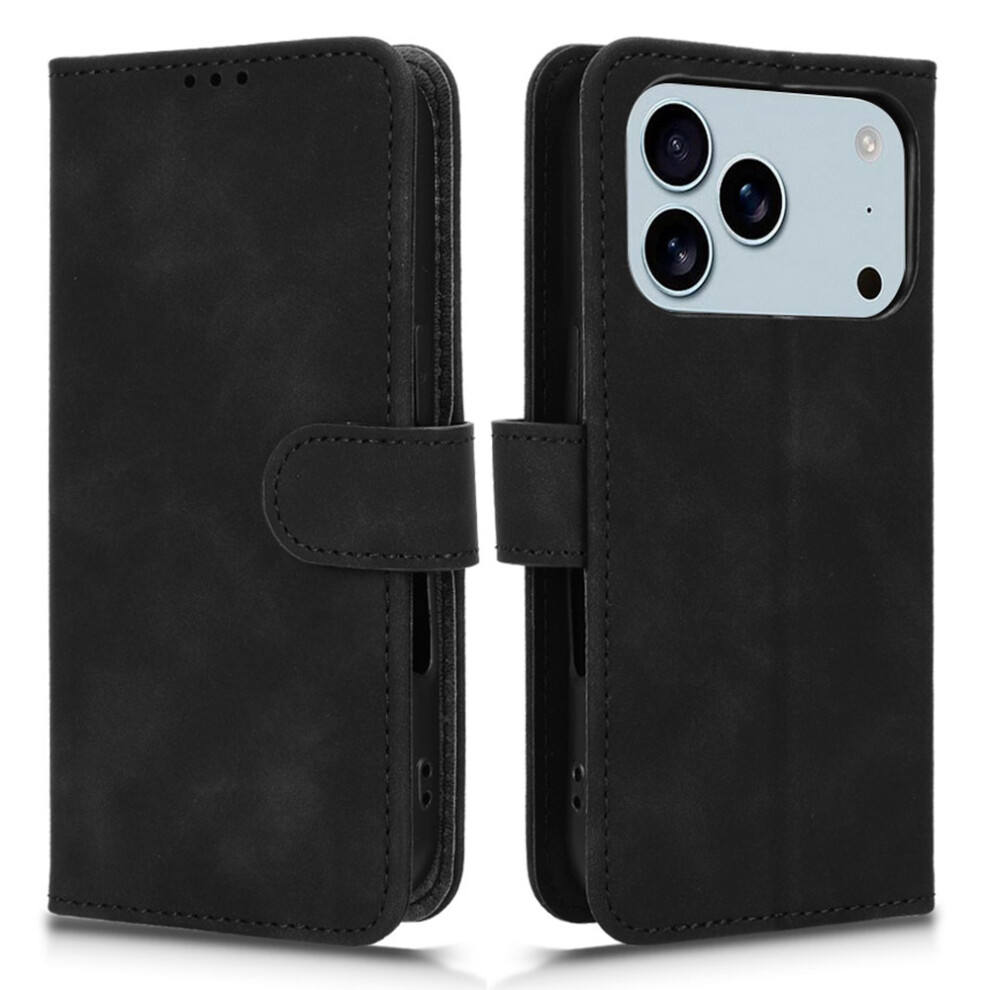 (Black) For Iphone 17 Pro Leather Case Skin Feel Anti Drop Wallet Flip Phone Cover - Black 6914287408500