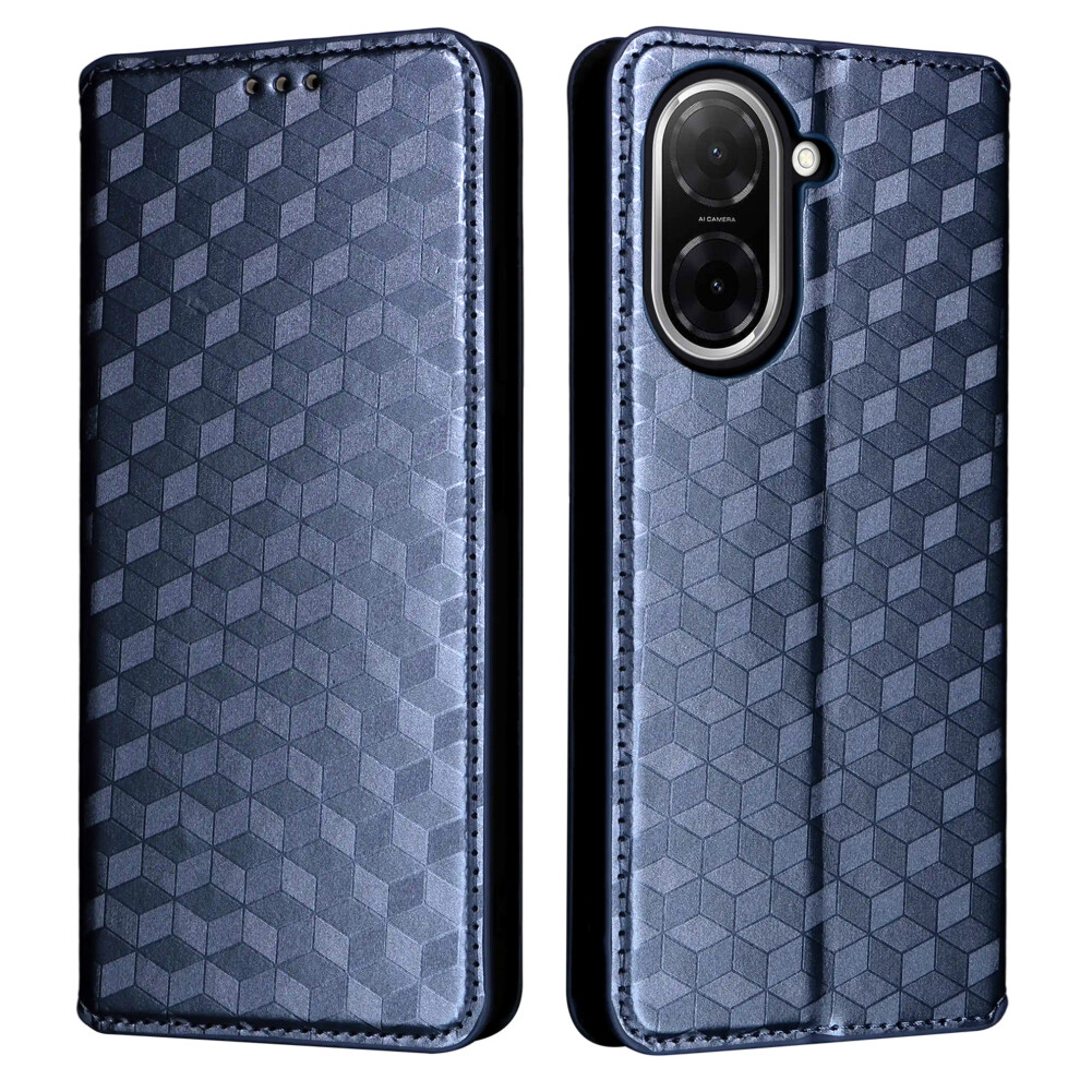 (Blue) For Xiaomi Redmi A5 Nfc (Eu) (173.45Mm) Case Wallet Rhombus Imprinted Leather Phone Cover - Black Blue,Black 6914280449470