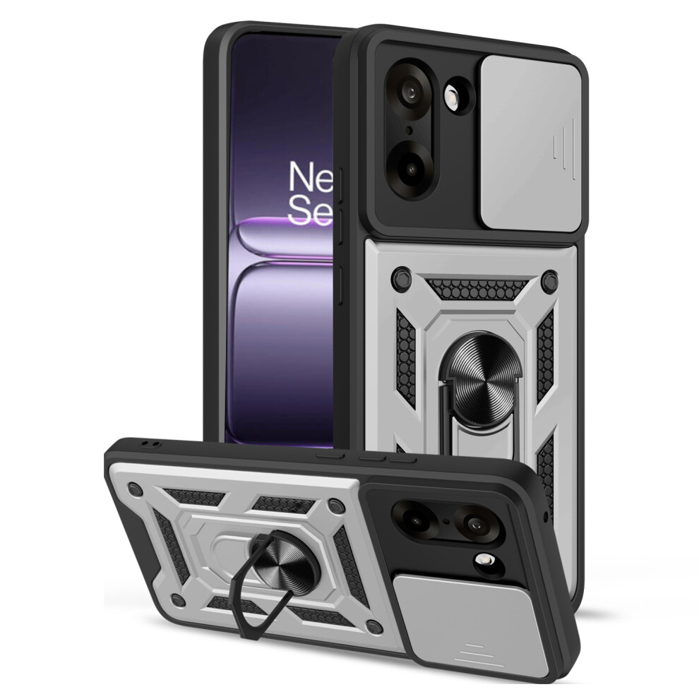 (Silver) For Oneplus Nord Ce5 5G / Ace 5 Racing 5G Case With Slide Camera Lid Pc + Tpu Kickstand Phone Cover - Black Black,Silver 6914289799972