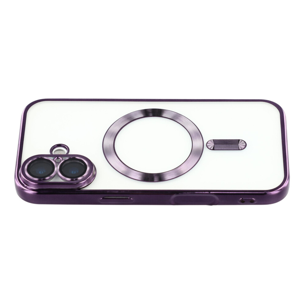 (Purple) For Iphone 17 Case Compatible With Magsafe Electroplated Tpu Phone Cover With Lens Film - Grey Purple,Grey 6914286690166