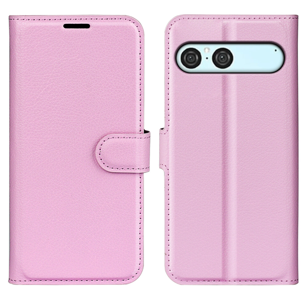 (Pink) For Sony Xperia 10 Vii Case Litchi Texture Shockproof Leather Wallet Phone Cover - Black Pink,Black 6914280101088