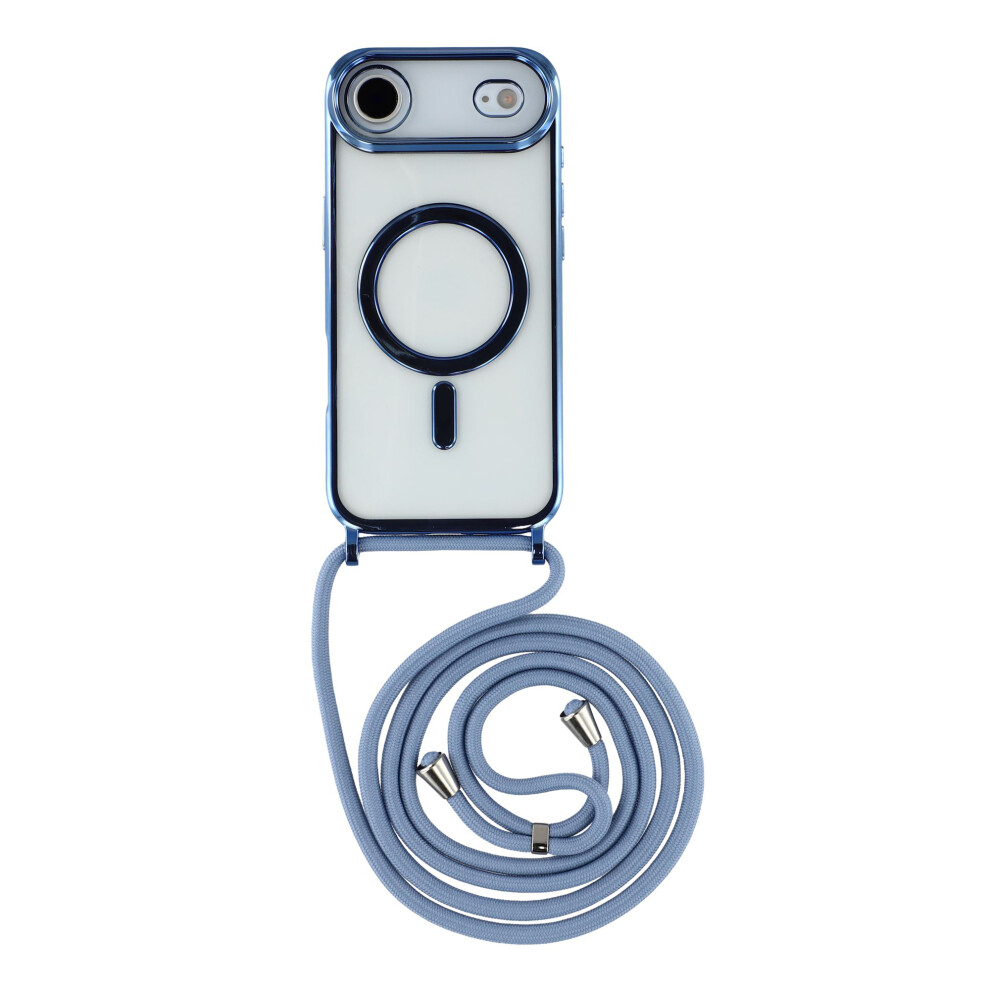 (Blue) For Iphone Air Case Compatible With Magsafe Electroplating Edge Tpu Phone Cover With Shoulder Strap - Blue 6914288165808