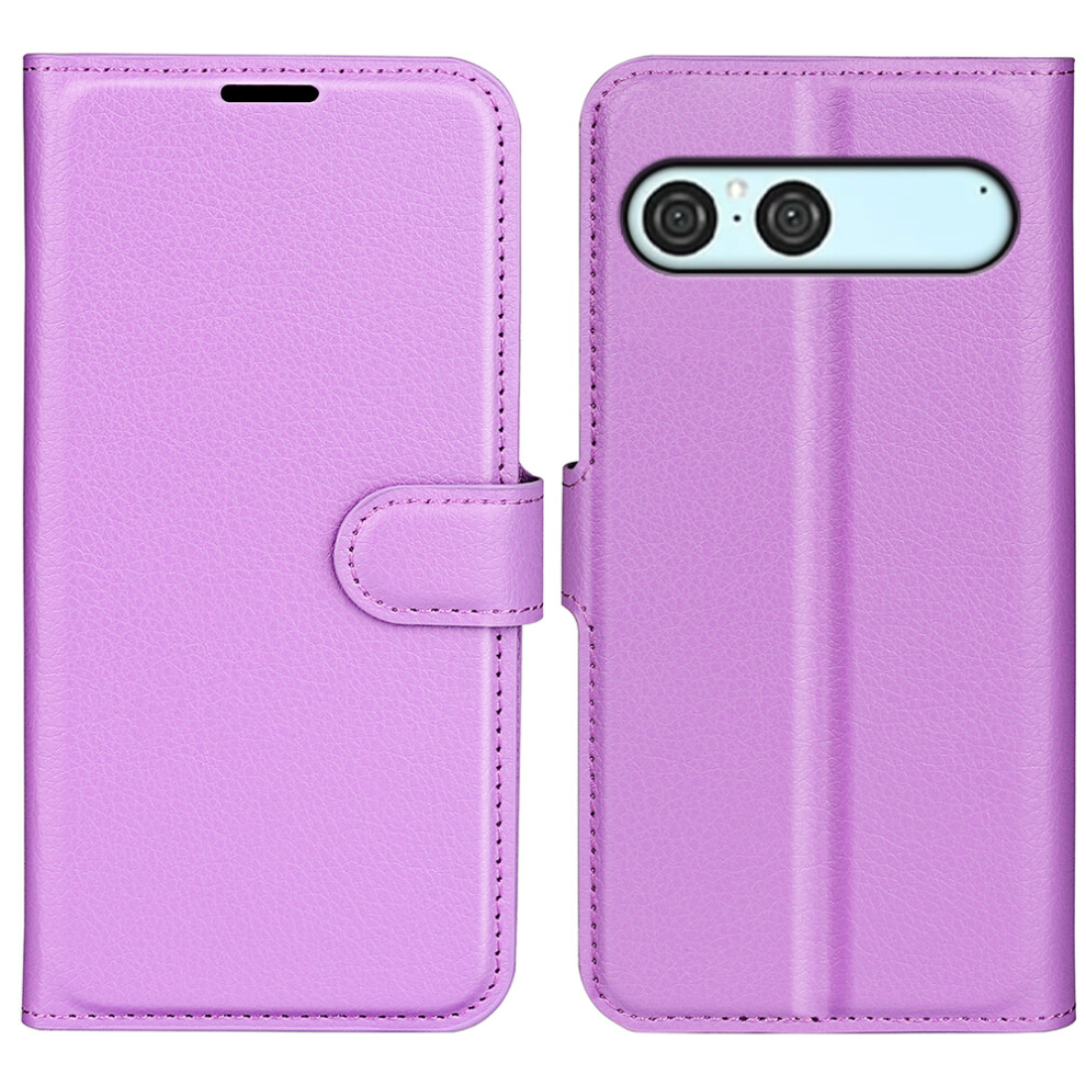 (Purple) For Sony Xperia 10 Vii Case Litchi Texture Shockproof Leather Wallet Phone Cover - Black Black,Purple 6914283154104
